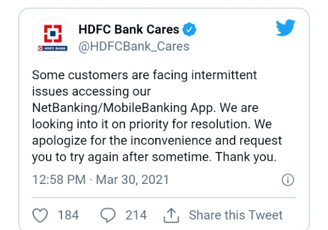 Hdfc bank apologies