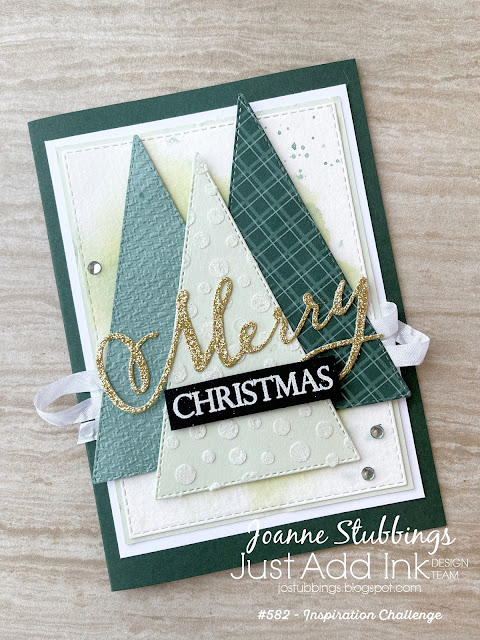 Jo's Stamping Spot - Just Add Ink Challenge #582 using Merry Christmas To All Bundle and Stitched Triangles Dies by Stampin' Up!