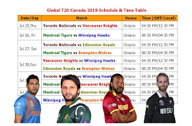  Global T20 Canada 2019 Fixture  #GlobalT20Canada2019 #t20cricket   Global T20 Canada 2019 Schedule & Time Table, t20 global Canada 2019 schedule, Global T20 Canada 2019 fixture, Global T20 Canada 2019 team & player list, Global T20 Canada 2019 players, t20 cricket series, cricket, t20 leagues, Global T20 Canada 2019 all team squad, match time, venue, Global T20 league 2019 schedule, 2019 ICC calendar, Toronto Nationals, Vancouver Knights, Montreal Tigers, Winnipeg Hawks, Edmonton Royals, Brampton Wolves, Yuvraj Singh, Kane Williamson, Chris Gayle, Shoaib Malik, Shahid Afridi, 
