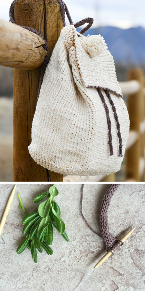 Amazing Knitting StrawLike Easy Backpack Free Knitting Pattern