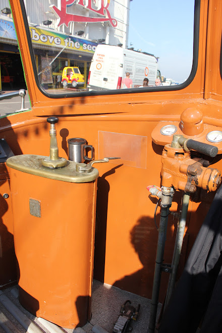 The controls of the showboat, note tea facility!