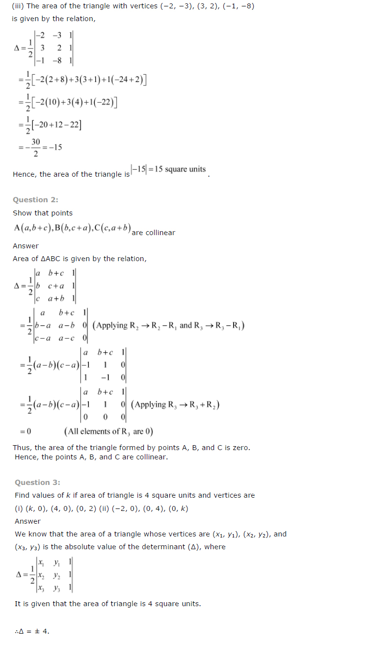 Class 12th Maths Chapter 4 Determinants