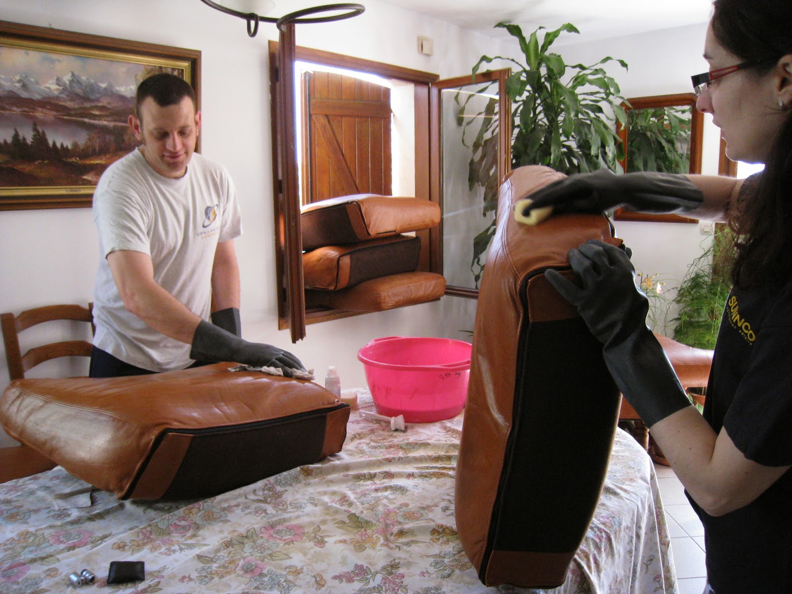 Leather sofa cleaning Aniline Dye Art of Clean UK 01223 863632