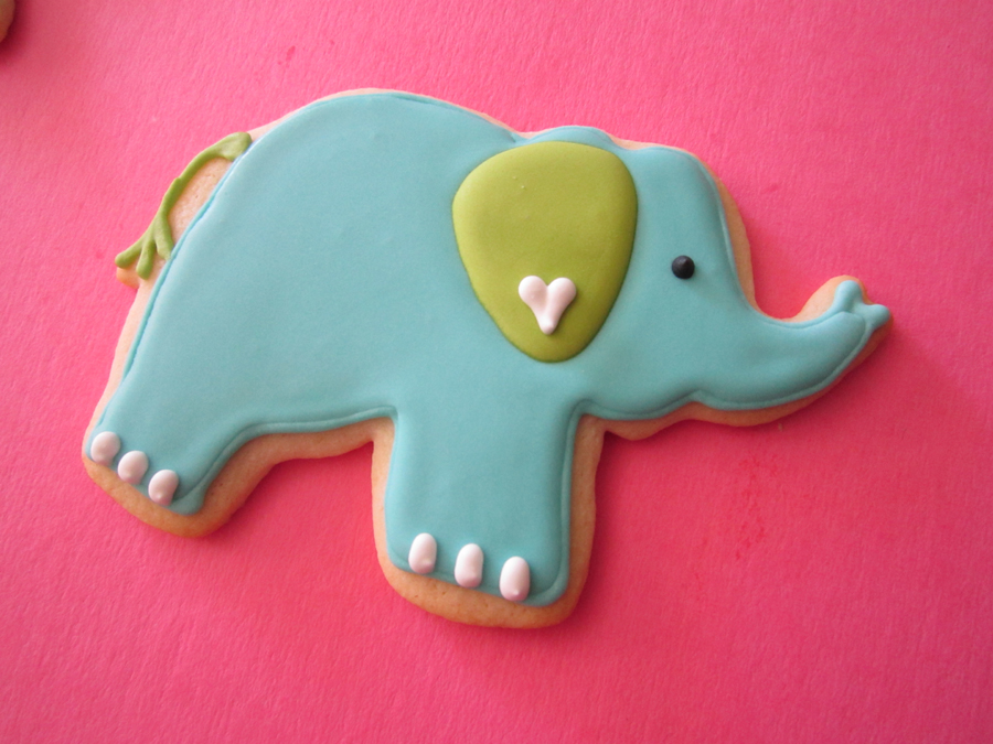 Sugar Cookies, Cakes and More Elephant Baby Shower cookies