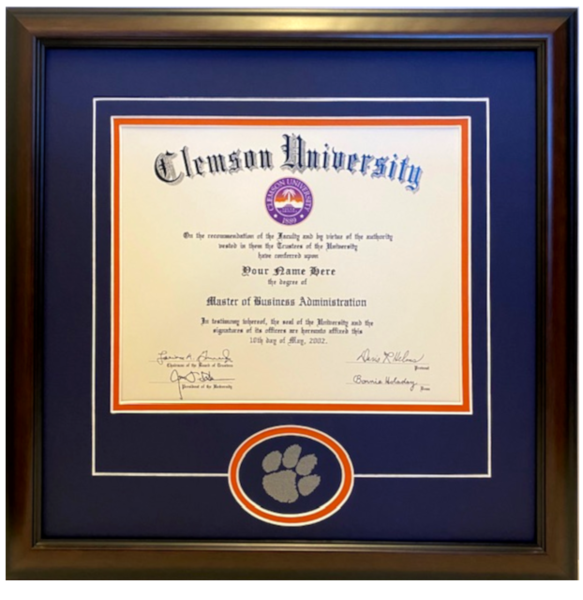 Clemson Diploma Frame Table Frame