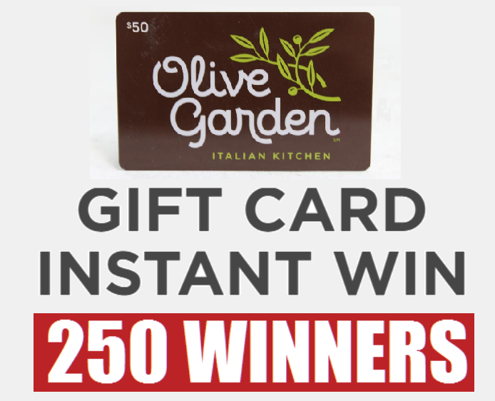 50 Olive Garden Gift Card Instant Win Giveaway 250 Winners
