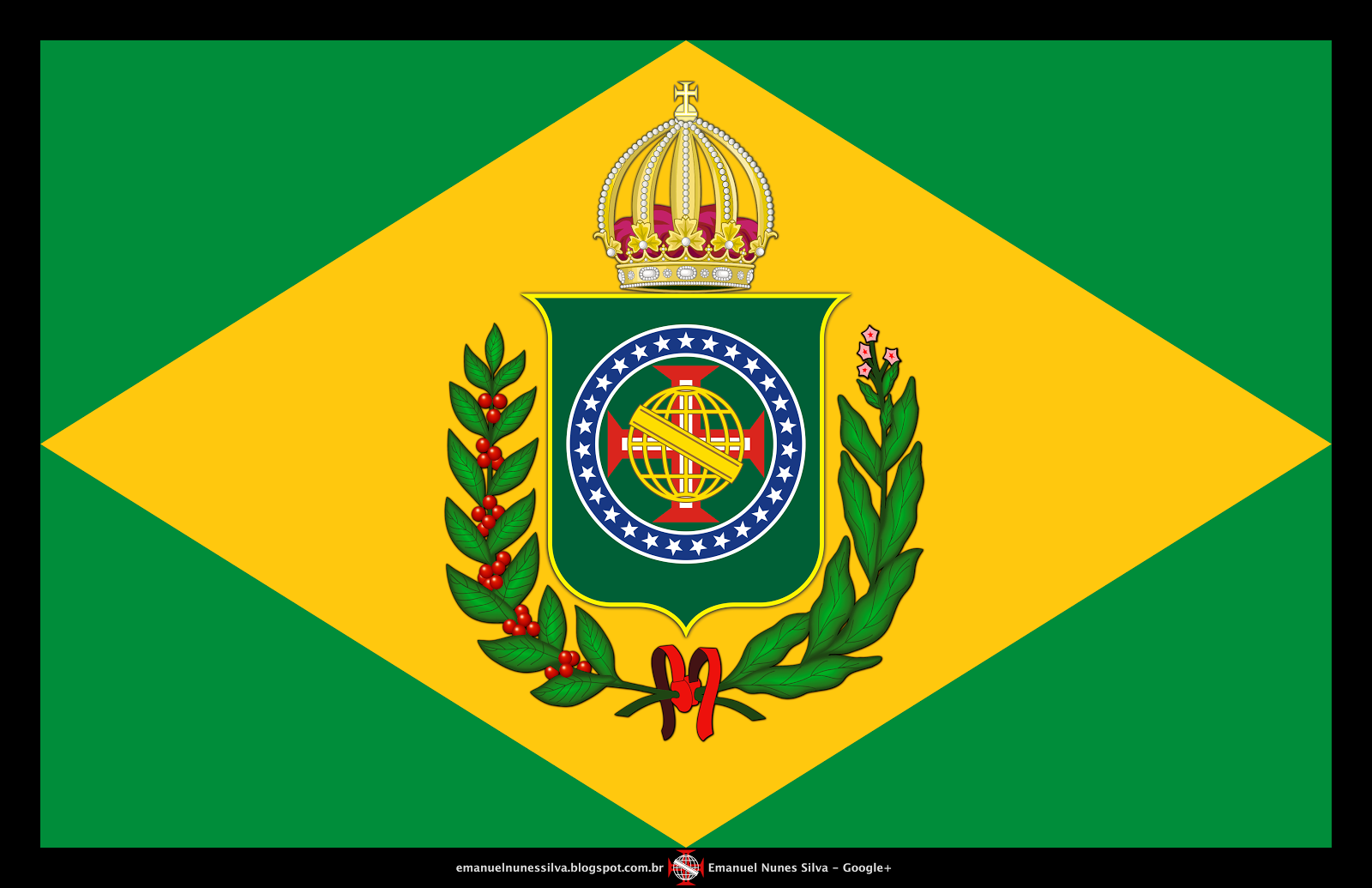 Bandeira do Brasil Imperial - Modelo (10 X 16) - Atualizada - Crédito: Emanuel Nunes Silva