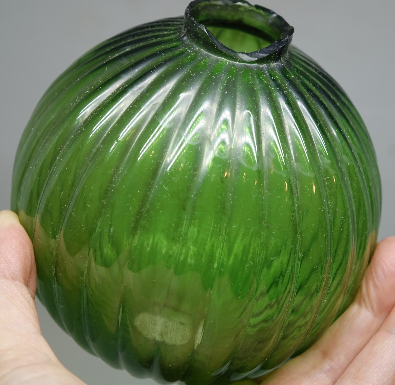 Rare Vintage Ribbed Green Glass Lightning Rod Ball eBay