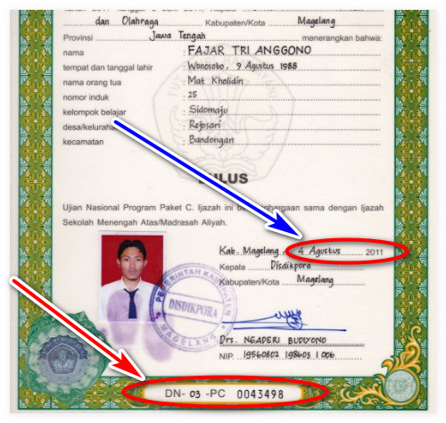 Tanggal ijazah yang mana