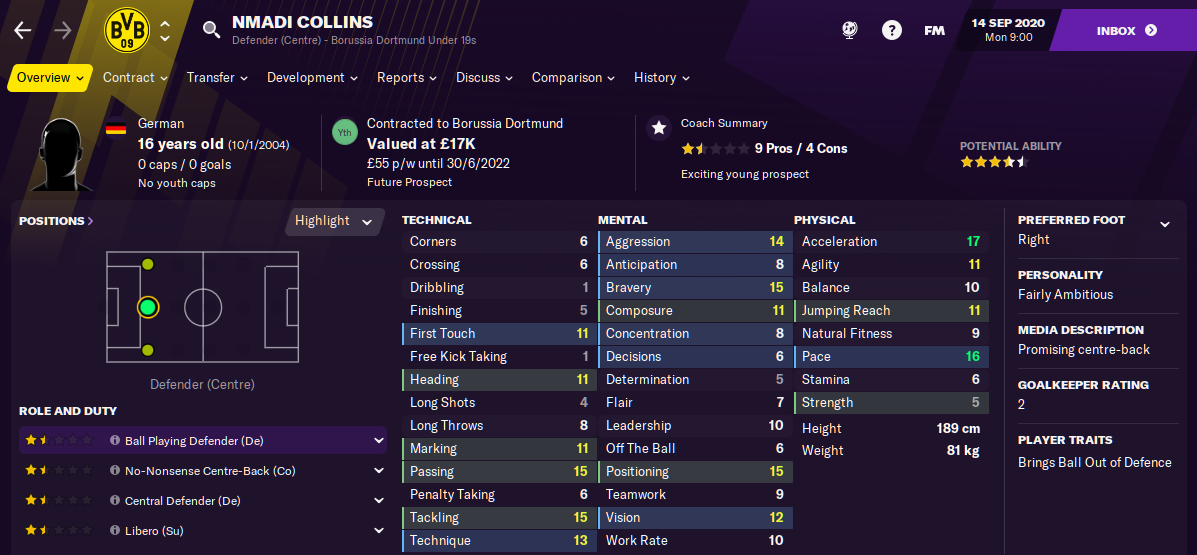 Football Manager 2021 Nmadi Collins FM21