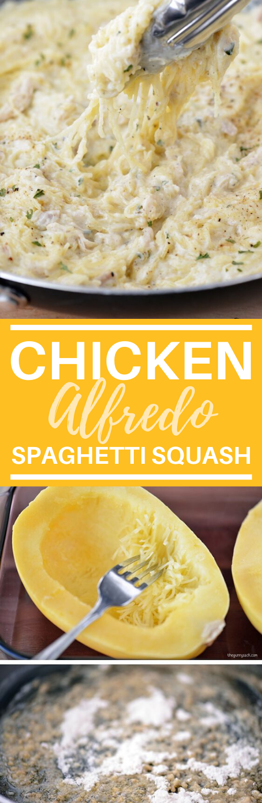 Chicken Alfredo Spaghetti Squash #dinner #glutenfree #healthy #comfortfood #weeknight