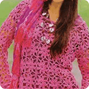 Blusa Flores Rosadas a Crochet