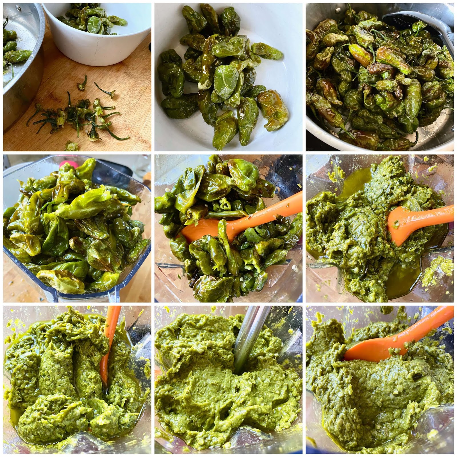 Pasta picante de pimientos verdes de