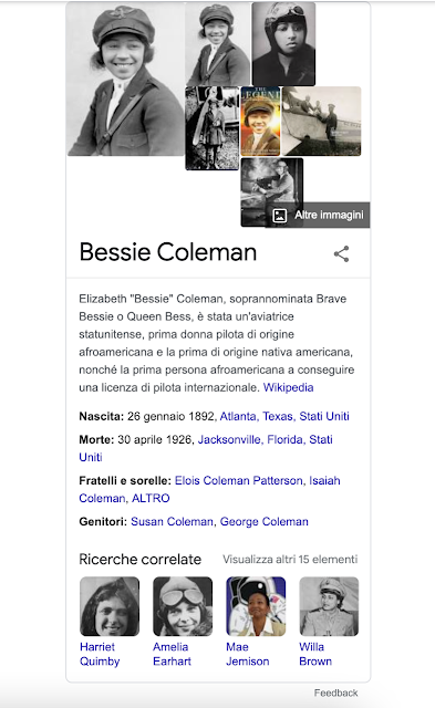 Esempio di ricerca di "Bessie Coleman" su Google