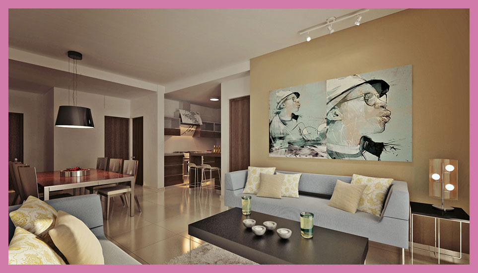 Decoración de sala y comedor de departamentos en Céntrika Torres