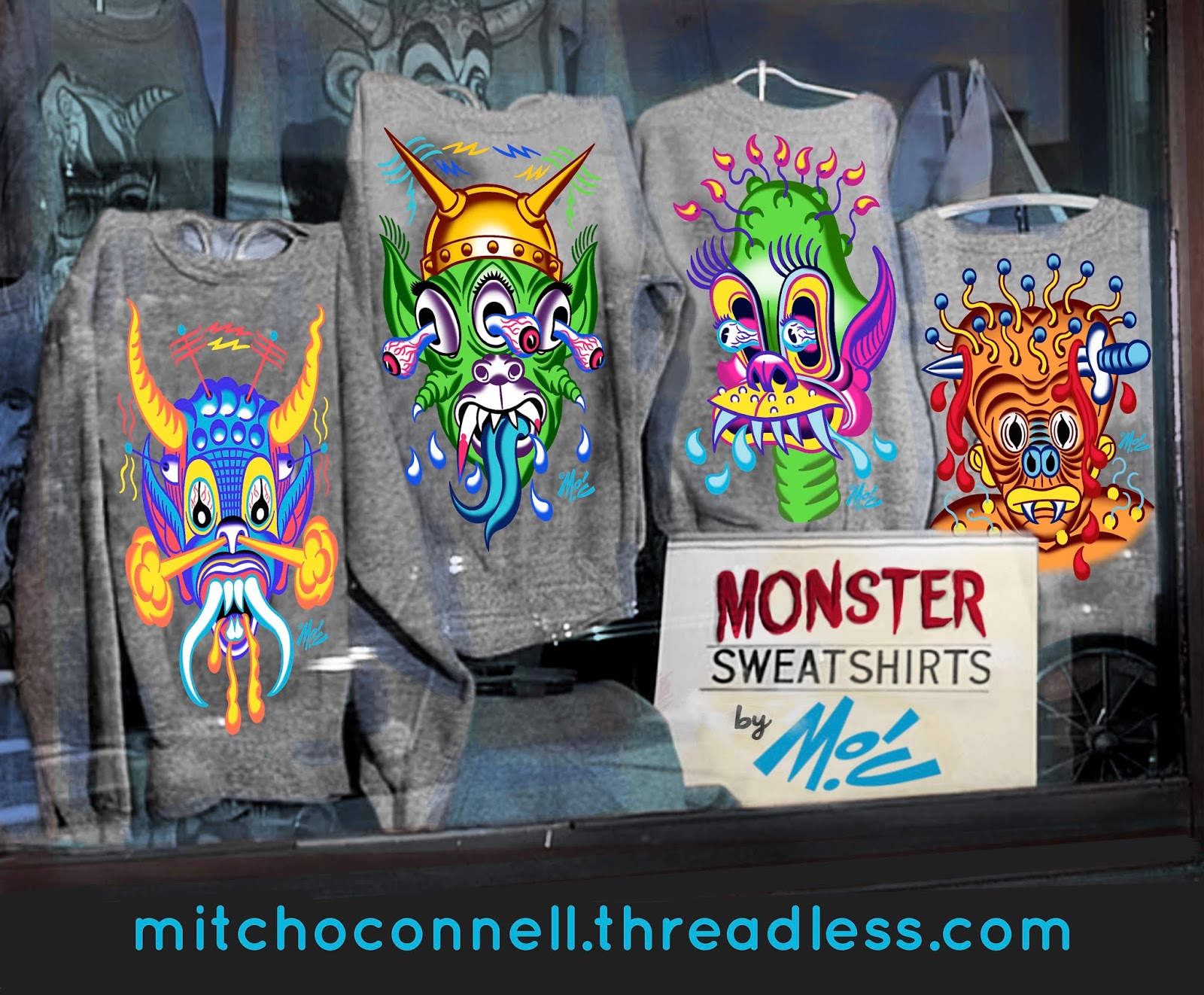 Mitch O'Connell Iconic Monster Sweatshirts 'Leave it to Beaver' Style!