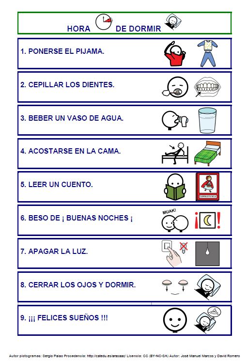 Informática para Educación Especial Rutina con pictogramas de ARASAAC