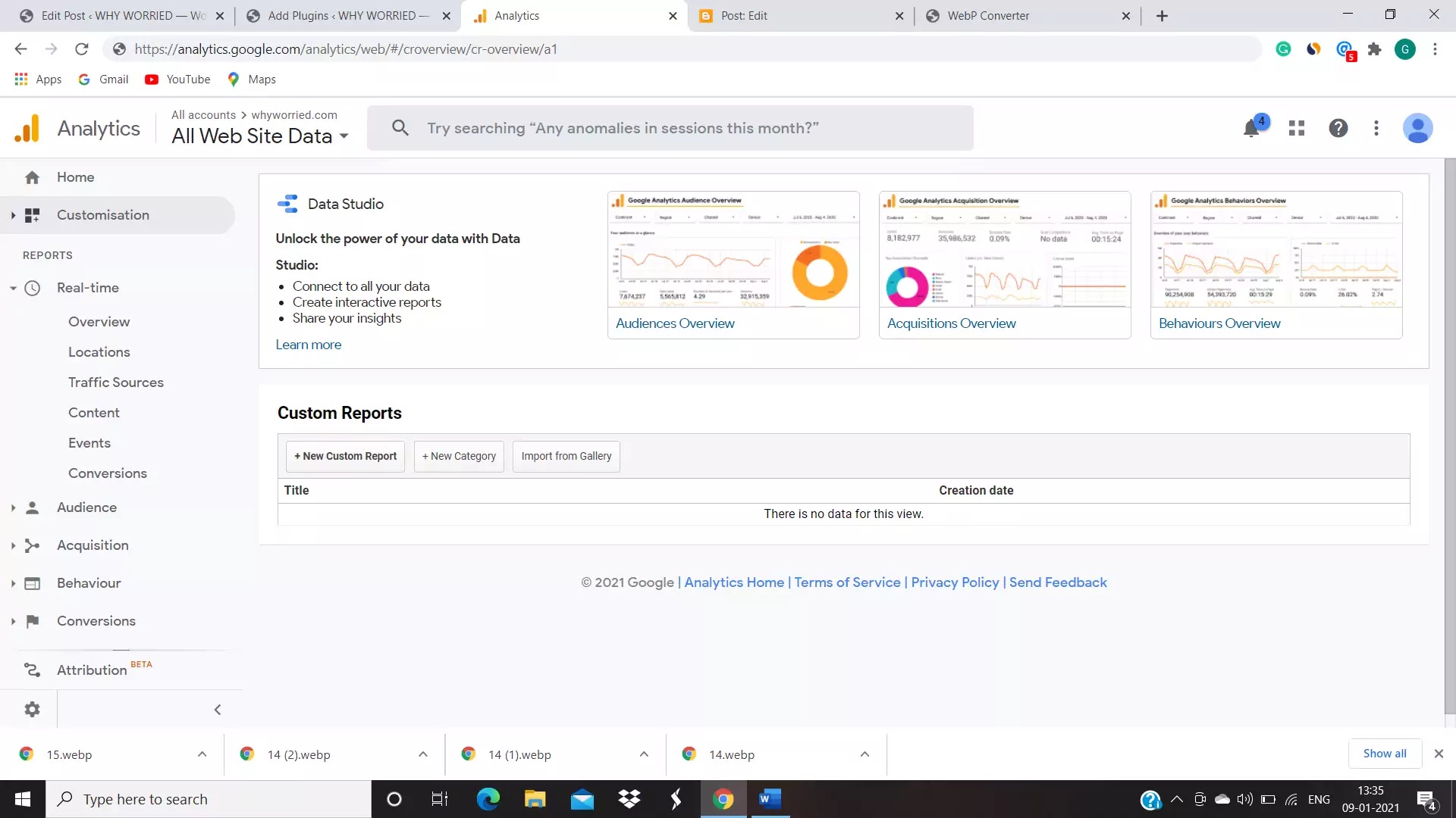 dashboard of google analytic