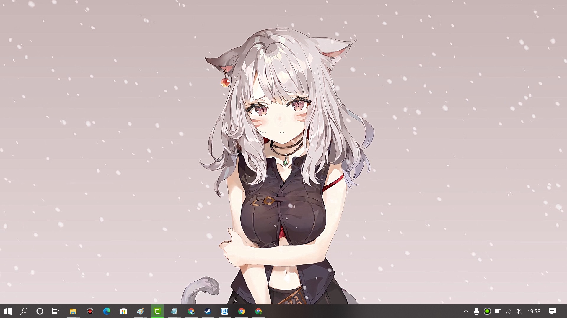 Cute Anime Girl With Cat Wallpaper