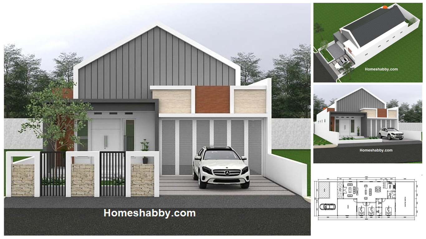 Desain Dan Denah Rumah Cantik Ukuran 9 X 25 M 3 Kamar Tidur Garasi Mobil Yang Nampak Luas Dan Nyaman Homeshabby Com Design Home Plans Home Decorating And Interior Design