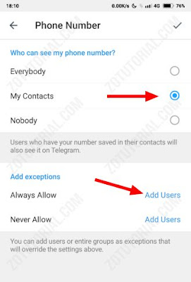 4 Cara Menyembunyikan Nomor HP di Telegram by zotutorial.com