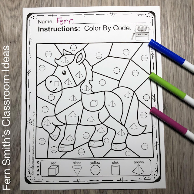 Color By Code Math Kindergarten Remediation Basic 3D Shapes Humpty Dumpty