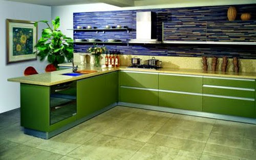 Desain Dapur Minimalis Cantik Berwarna Hijau