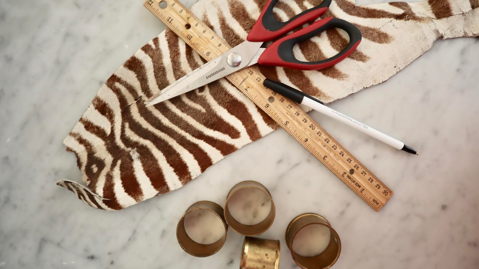 My Sweet Savannah DIY brass zebra hide napkin rings