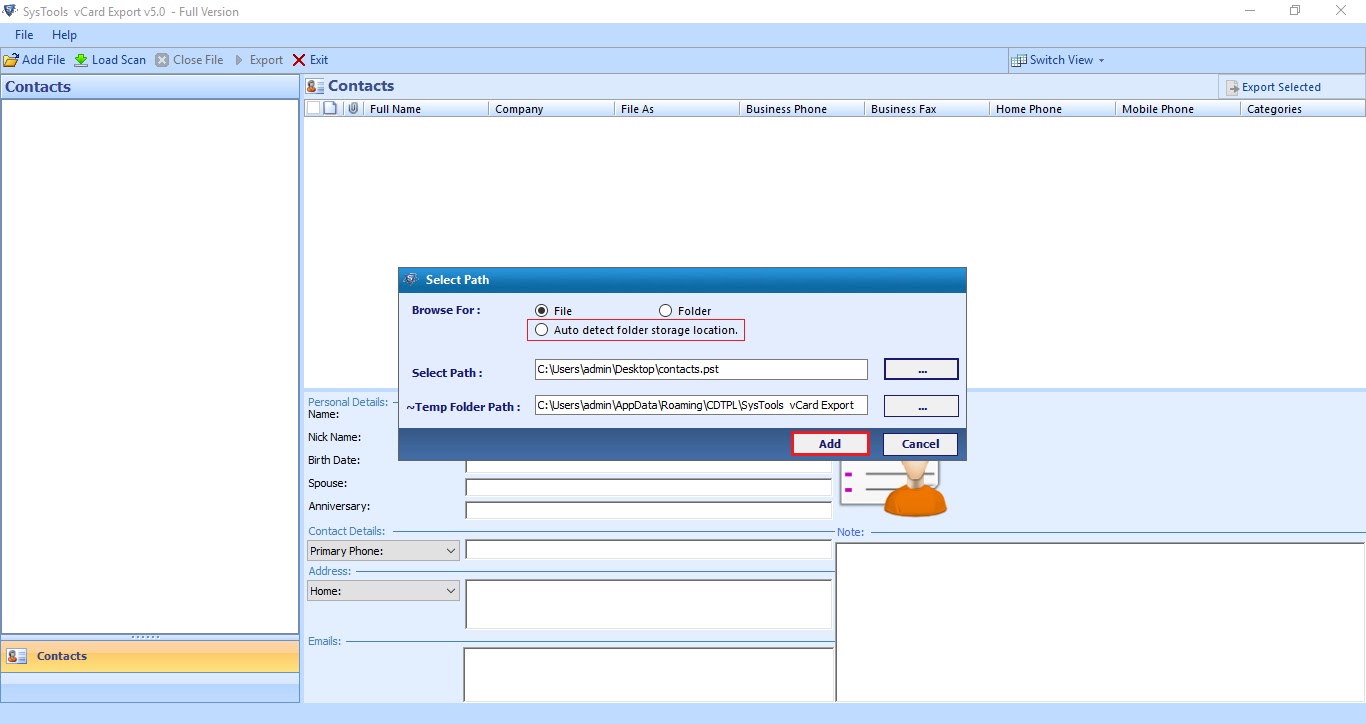 Export Roundcube Contacts to Outlook Step 4
