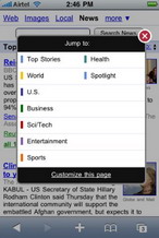 Google News optimized for iPhone, Android, and Palm Pre