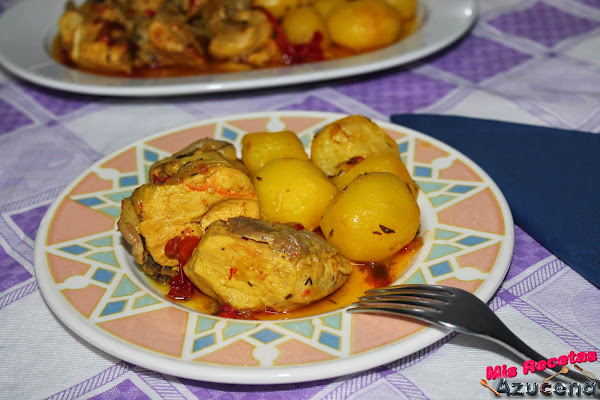 Pollo con azafrán y tomillo