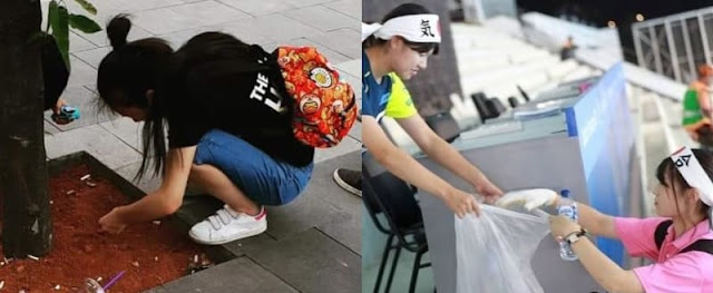 Patut Dicontoh!! Aksi Suporter Jepang Punguti Rokok dan Sampah di Asian Games 2018