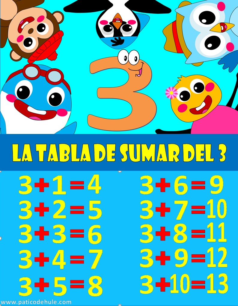 Tablas de sumar Gratis para imprimir Patico de Hule