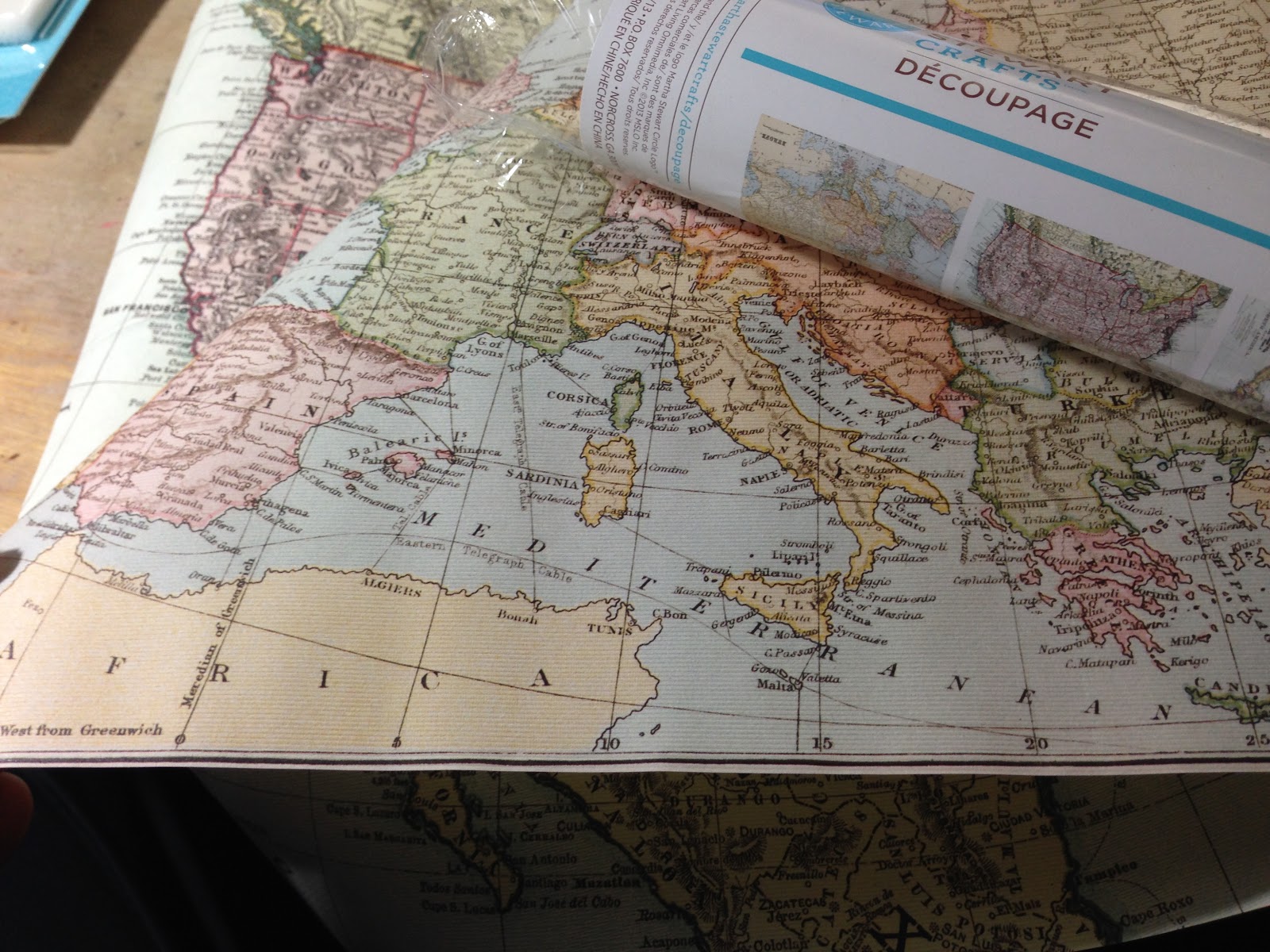 365 Designs VINTAGE MAP DECOUPAGED POTS