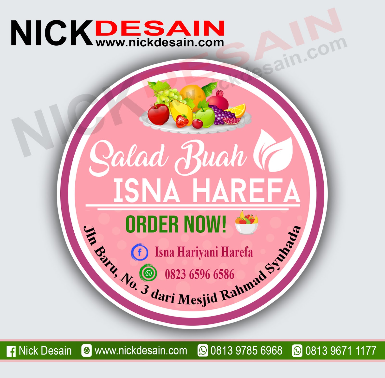 Contoh Desain Logo Pink Muda dan Cetak Stiker Label