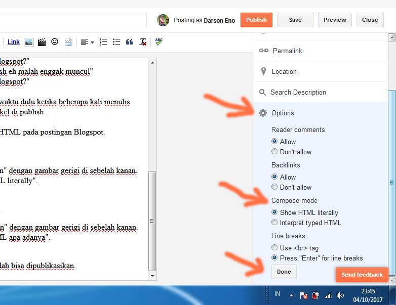 Cara menulis kode HTML di postingan Blogspot Cara menulis kode HTML di postingan Blogspot