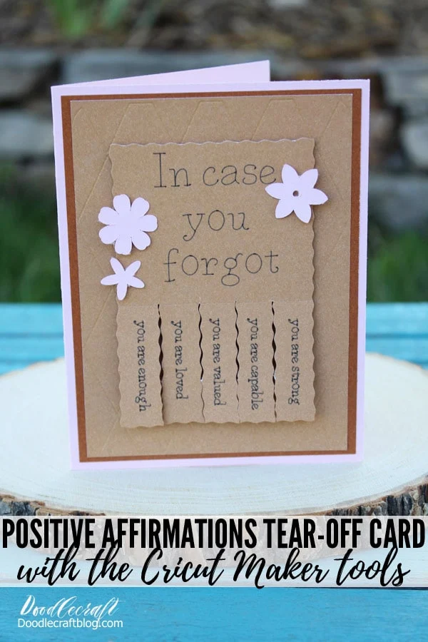 How to use the Adaptive Tools on the Cricut Maker electronic cutting machine. This handmade card uses the wavy cut, perforation, fine debossing tip and pen. Perfect card to remind someone that you care.