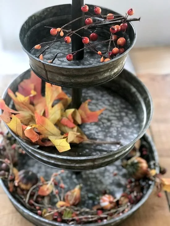 DIY Decorating a 3 tiered tray for fall