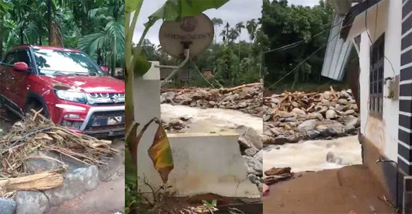 Viral video shows heartbreaking moment, house is flooded and new car is damaged,Malappuram, News, Rain, Trending, Video, Family, Kerala