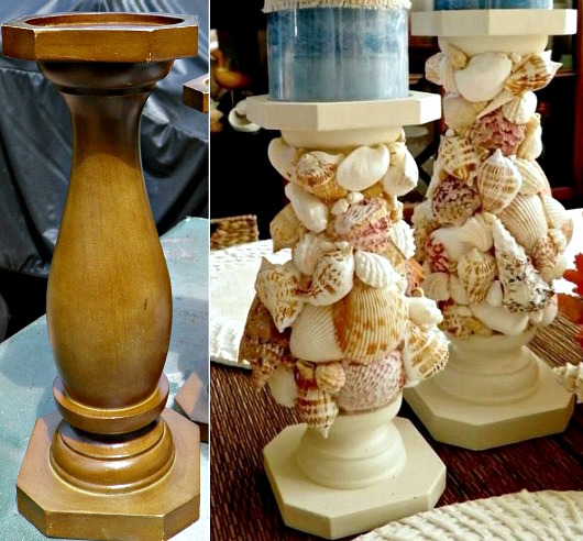 Seashell Covered Candle Holders