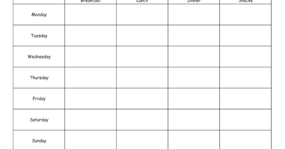 Weekly Food Calendar ~ Certificate Letter