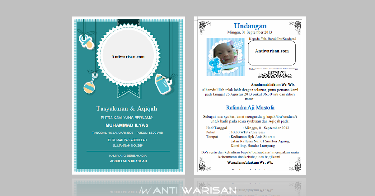 Download Undangan Aqiqah Doc Dibagi 2