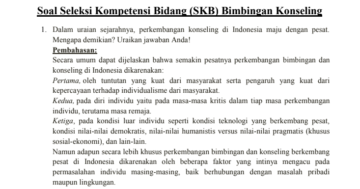 Materi Soal Skb Bimbingan Konseling Cpns 2020 Seleksi Kompetensi Bidang Antapedia Com