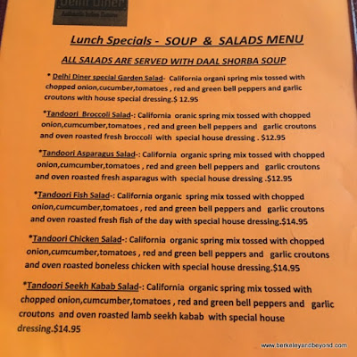 lunch specials menu at Delhi Diner in Albany, California