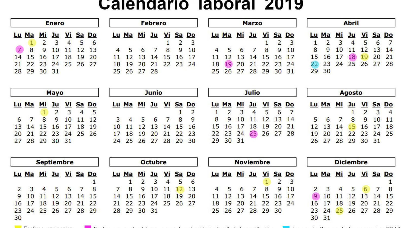 DÍAS NO LABORALES EN ESTE 2019 Expresion una nueva vision de la noticia