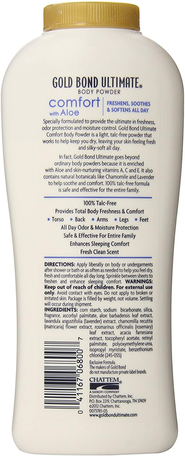 Gold Bond Ultimate Comfort Body Powder, Aloe and Chamomile, 10 Ounce