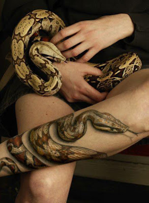 3D Snakes Tattoo on Calves