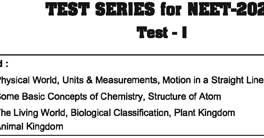 Aakash Test Series For NEET 2020 Aakash Test Series For NEET 2020