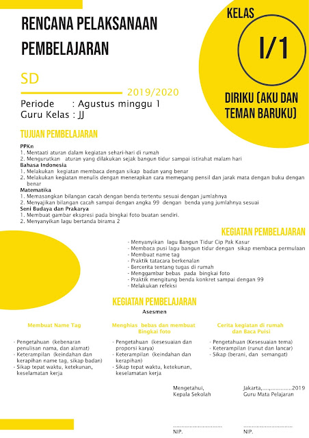Contoh RPP Inspiratif SD Kelas 1 Tahun Ajaran 2022-2023 Contoh RPP Inspiratif SD Kelas 1 Tahun Ajaran 2022-2023
