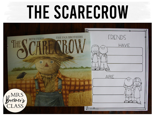 The Scarecrow book study activities unit with Common Core aligned literacy companion activities and a craftivity for Kindergarten and First Grade